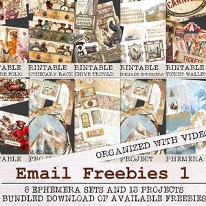 Obsequios por correo electrónico 1 / Proyectos de kit de diario basura / Archivos JPG + PNG + PDF imprimibles / ¡Obsequios organizados que todavía están disponibles en YouTube!