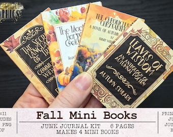 Fall Mini Books Junk Journal Kit Gourd Grove | Junk Journal Ephemera Pack JPG PNG PDF | Printable Journal Pages | Digital Download Autumn