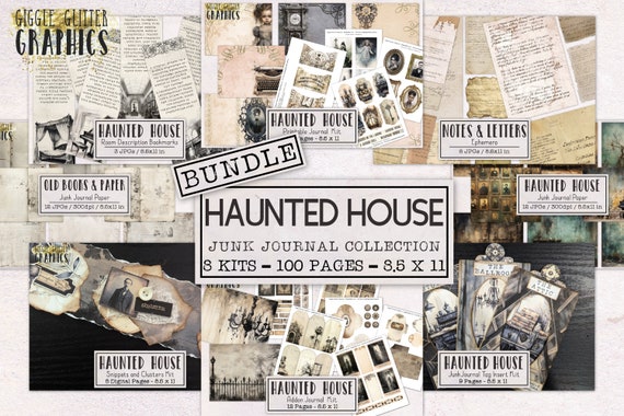 Haunted House Junk Journal BUNDLE | Halloween Junk Journal Ephemera Pack | Printable Journal Pages | Digital Download Gothic Spooky