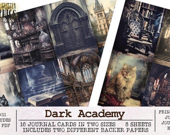 Dark Academy Journal Cards | Gothic Junk Journal Kit Ephemera Pack JPG PDF | Printable Journal Digital Download Halloween Dark Academia