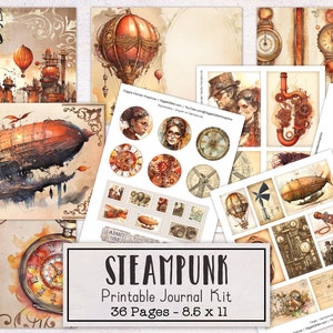 Steampunk Junk Journal Kit | Vintage Junk Journal Ephemera Pack | Printable Journal Pages | Digital Download Victorian Steampunk