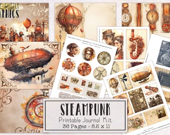 Steampunk Junk Journal Kit | Vintage Junk Journal Ephemera Pack | Printable Journal Pages | Digital Download Victorian Steampunk