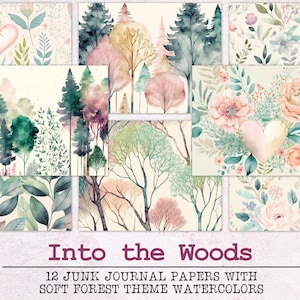 Into the Forest Junk Journal Paper | Junk Journal Kit JPG + PDF | Afdrukbare dagboekpagina's | Digitaal papier kortstondig | Natuurdagboek