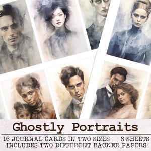 Cartes de journalisation Portraits fantomatiques pour journaux indésirables | Paquet éphémère de journal indésirable d'Halloween JPG PDF | Spooky imprimable en téléchargement numérique