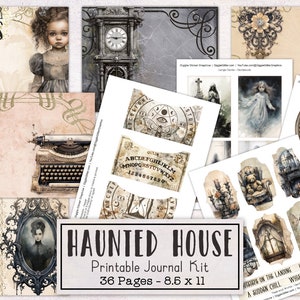 Kit diario spazzatura casa infestata / Pacchetto di effimeri diario spazzatura di Halloween / Pagine di diario stampabili / Download digitale Gothic Horror Spooky