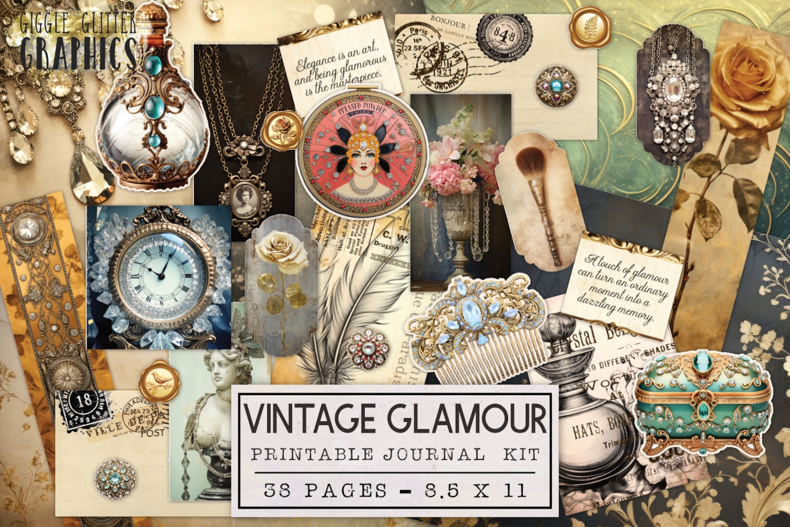 Vintage Glamour Junk Journal Kit | Vintage Junk Journal Ephemera Pack ...