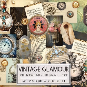 Vintage Glamour Junk Journal Kit | Vintage Junk Journal Ephemera Pack | Printable Journal Pages | Digital Download Fashion Elegance