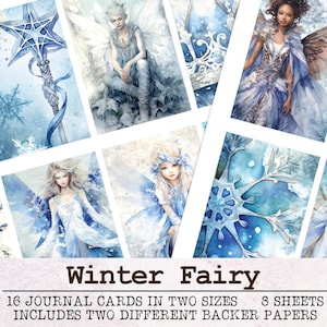 Journalingkaarten winterfee Junk Journal Kit | Christmas Junk Journal Ephemera Pack JPG PDF | Afdrukbaar dagboek Digitale download Sneeuw