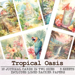Tropical Oasis Journaling Cards for Junk Journals | Vacation Junk Journal Kit JPG PDF | Printable Journal Digital Download Hawaii Ocean