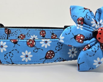Daisy and ladybug dog collar with bow