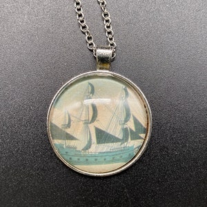 Iron oxide ship necklace - collage, sails, sailing, boat, nautical, available in silver, gold or brass