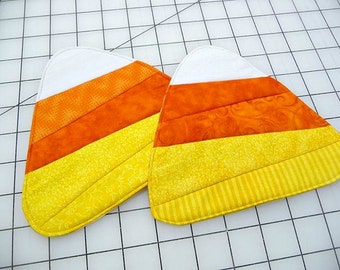2 Candy Corn Mug Rugs - Coasters - Set of Two - Treasury Item