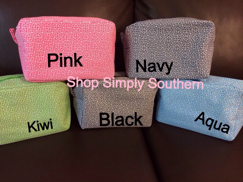 Greek Key Cosmetic Bags Large Monogram Bridesmaid Gift Part Etsy