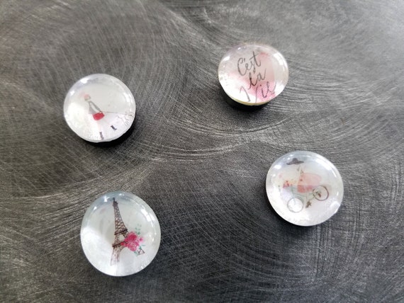 Sale Paris Inspired Magnet Set Set Of 4 Decorative Glass Etsy