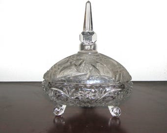 Tazón para dulces vintage de cristal tallado con tapa de campanario, 25 cm de alto