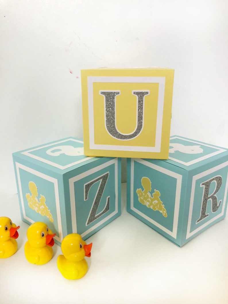 Rubber Duckie Baby Shower Decoration Alphabet Block Etsy