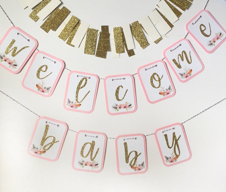Welcome Baby Banner Watercolor Floral Etsy