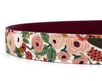 Rifle Paper Co Floral Dog Collar in Blush Pink, Peach, & Green - Female Dog Collar for Fall and Beyond - Girl Dog Collar - Botanical Collar