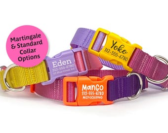 Personalized Color-Block Martingale Dog Collar: Engraved Buckle, Greyhound Collar