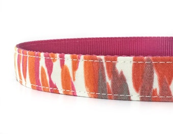 Modern Dog Collar in a Pink, Orange, Yellow Abstract Design - Durable Dog Collar - Girl Dog Collar - Female Dog Collar - Spring - Summer
