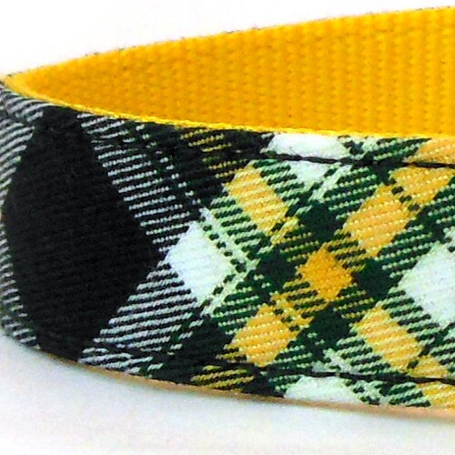 Plaid Dog Collar in Black and Yellow Preppy Dog Collar Etsy