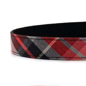 Red, Gray, and Black Plaid Dog Collar -  Classic Tartan Dog Collar - Male Dog Collar