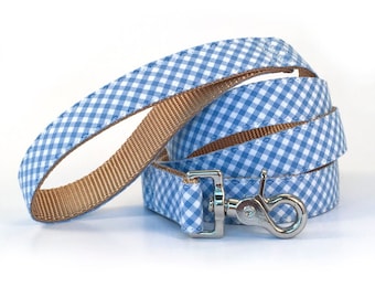 Hondenriem blauw: katoenen geruite geruite riem