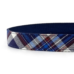 Plaid Tartan Dog Collar: Navy, Red, and Brown