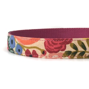 Pink Floral Dog Collar in a Rifle Paper Company Organic Cotton Fabric | Colorful Pink Dog Color - Girl Dog Collar - Girlie Dog Collar