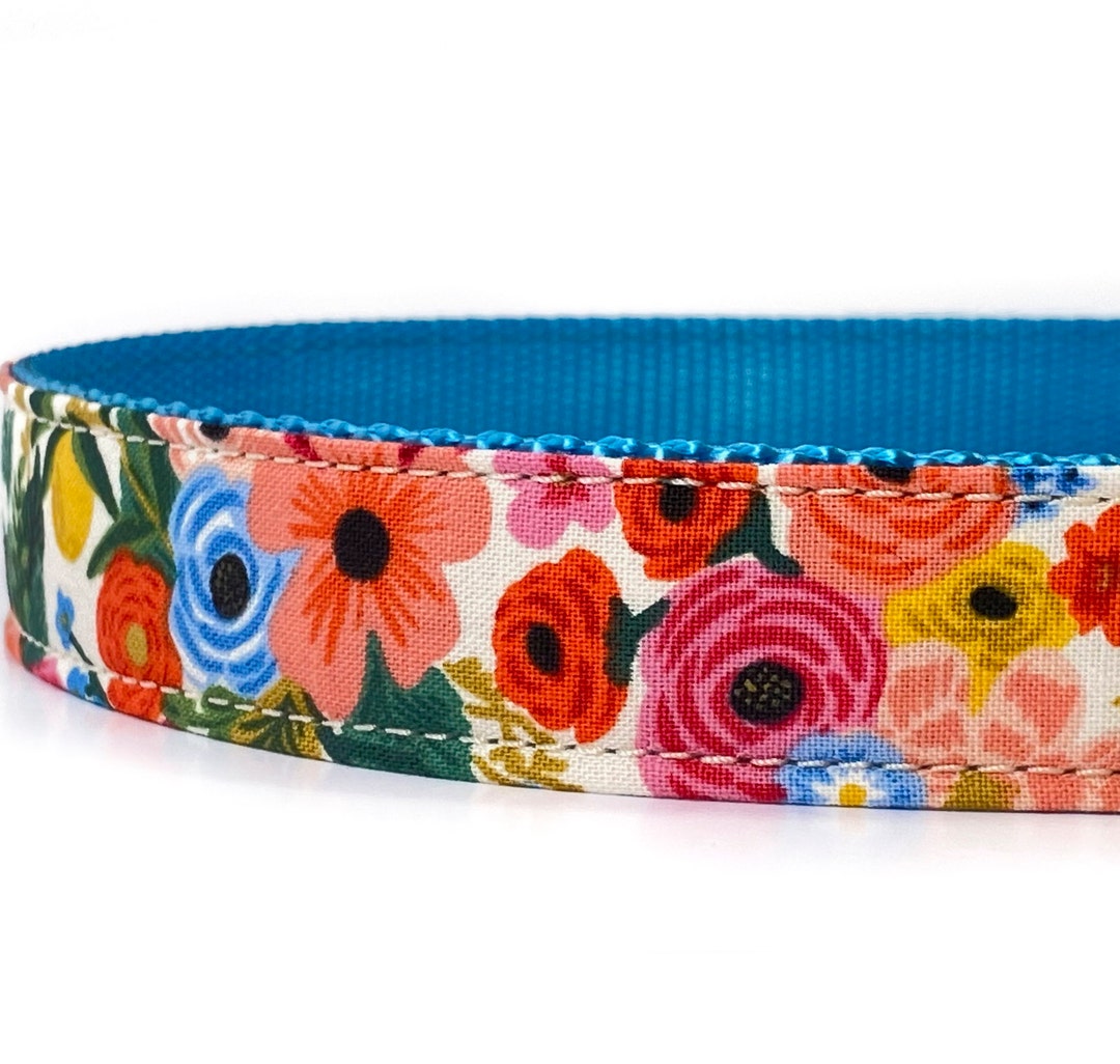 Floral Rifle Paper Co. Dog Collar in Pink Persimmon and