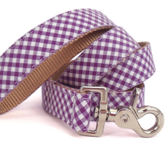Purple Gingham Dog Leash Plaid Dog Leash Preppy Dog Etsy
