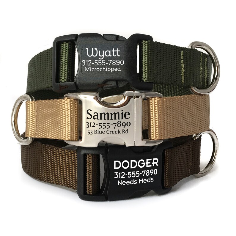 Personalized Dog Collar Engraved Buckle Dog Collar Brown Etsy