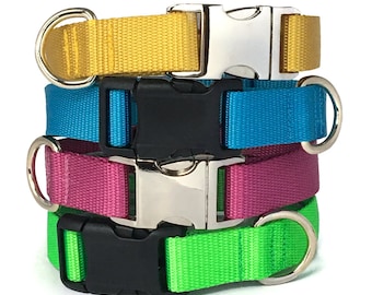 Collar para perro de nailon resistente: hebilla de metal o plástico, 22 colores