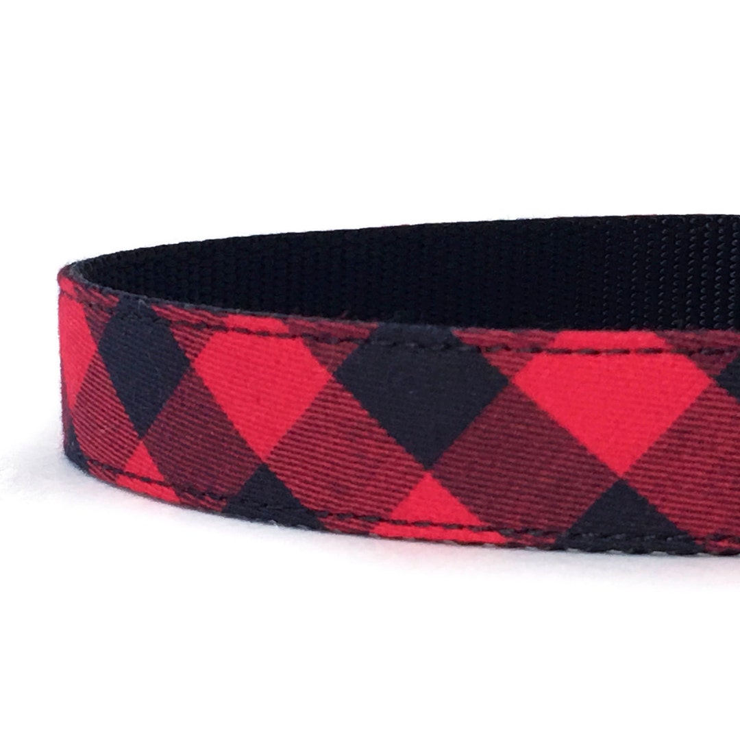 Red Buffalo Plaid Dog Collar Red and Black Checkered Dog Etsy