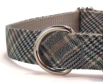 Black and Tan Plaid Dog Collar - Preppy Dog Collar - Classic Style Collar