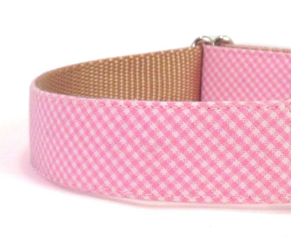 HOT PINK GINGHAM DOG COLLAR