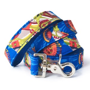 Floral Abstract Dog Leash: Jewel Toned Nylon Webbing