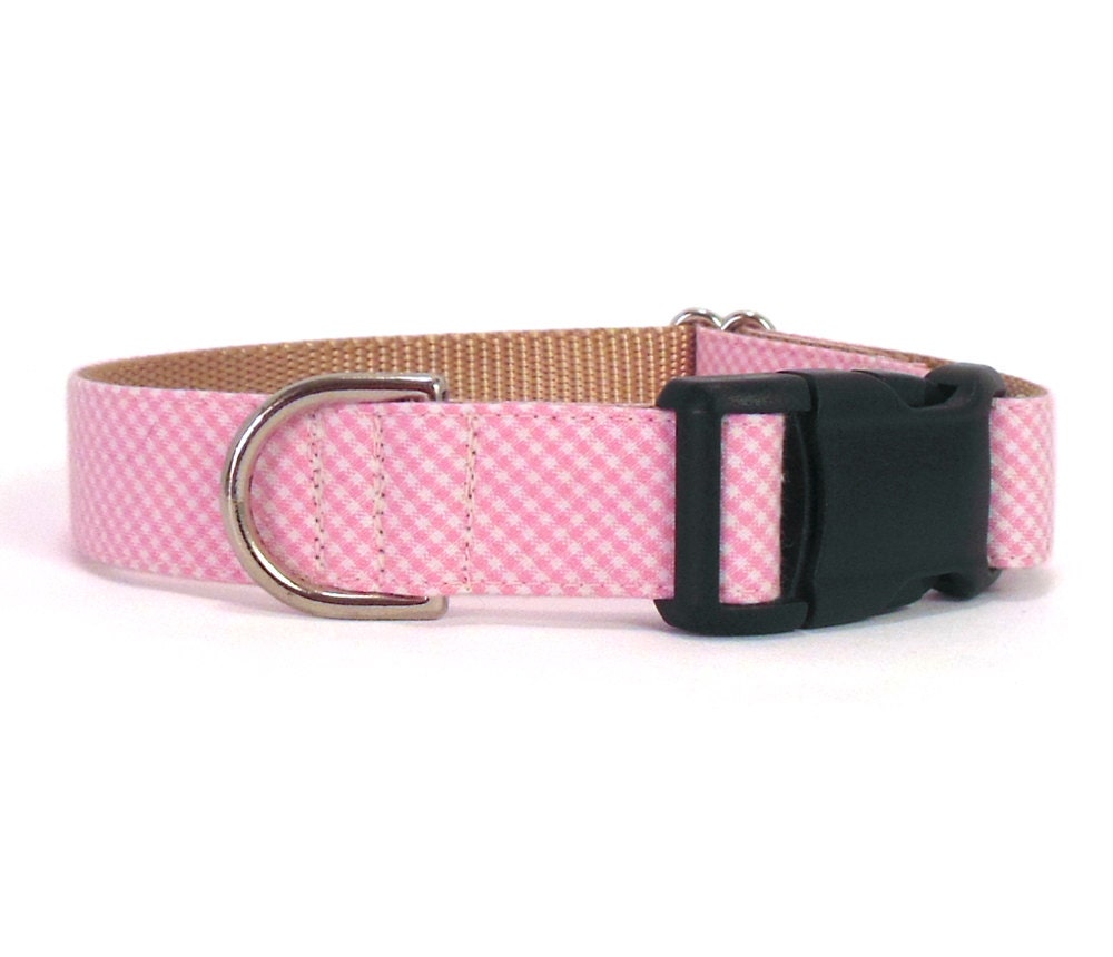 HOT PINK GINGHAM DOG COLLAR main image 1