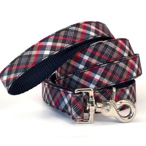 Plaid Red, White and Blue Dog Leash - Patriotic Dog Leash - Plaid Dog Lead - Custom Leash - 4ft and 5ft Lengths