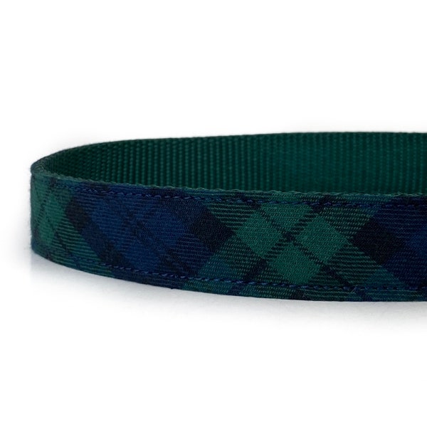 Plaid Dog Collar in Forest Green and Navy Blue  -  Tartan Dog Collar - Dog Collar for Fall and Winter - Boy Dog Collar - Male Dog Collar