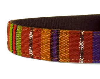 Handwoven Guatemalan Fabric Dog Collar: Brown Boho Southwest Style