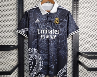 Personalize your name and number, Retro Real Madrid Special Edition “Black Dragon” Jersey – Concept Kit