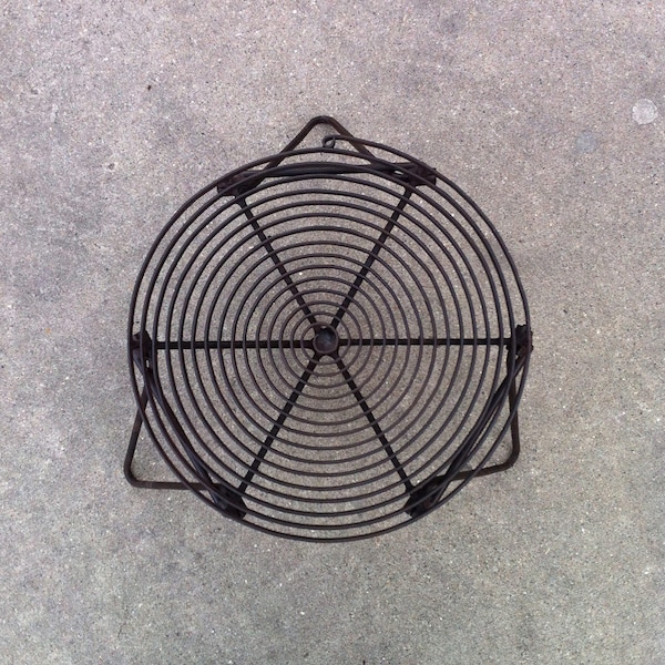 Camping Spiral Folding 11 3/4" Dia Grill Grate Trivet With Folding Legs Made In A Rugged Industrial Design