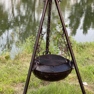 XL Heavy Duty Forged Camp Cooking Tripod Holds OVER 95 POUNDS Seen