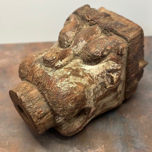 Rare Architectural Salvage Animal Shape Wooden Carved Waterspout Downspout From India, Circa 1800s