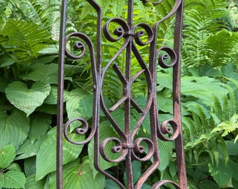 Vintage Garden Trellis Made From Wrought Iron With Rusty Patina