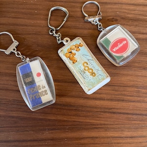 French Vintage Set of 3 Chocolate & Biscuit Keychains From France Circa 1960s