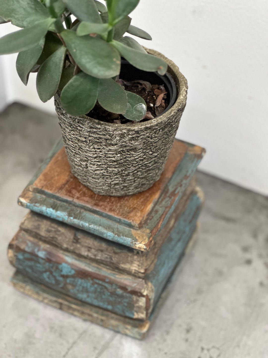 Distressed Wood Carved Riser With Chippy Patina, Architectural Salvage ...