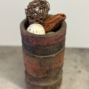 Vintage Carved Wood Mortar, Primitive Decor, Succulent Planter