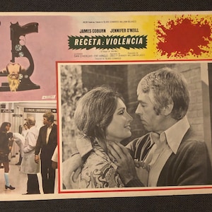 Original Mexican Lobby Card From 1972 For James Coburn Movie “Receta: Violencia&quot; (The Carey Treatment A Case Of Murder) 16.5” x 12.5”